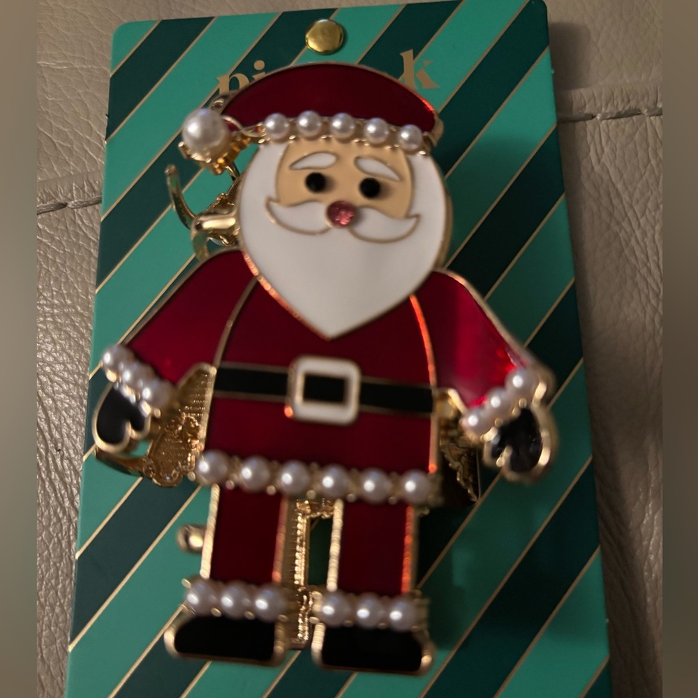 NWT Piper K Festive Santa hair claw clip with Faux Pearl details